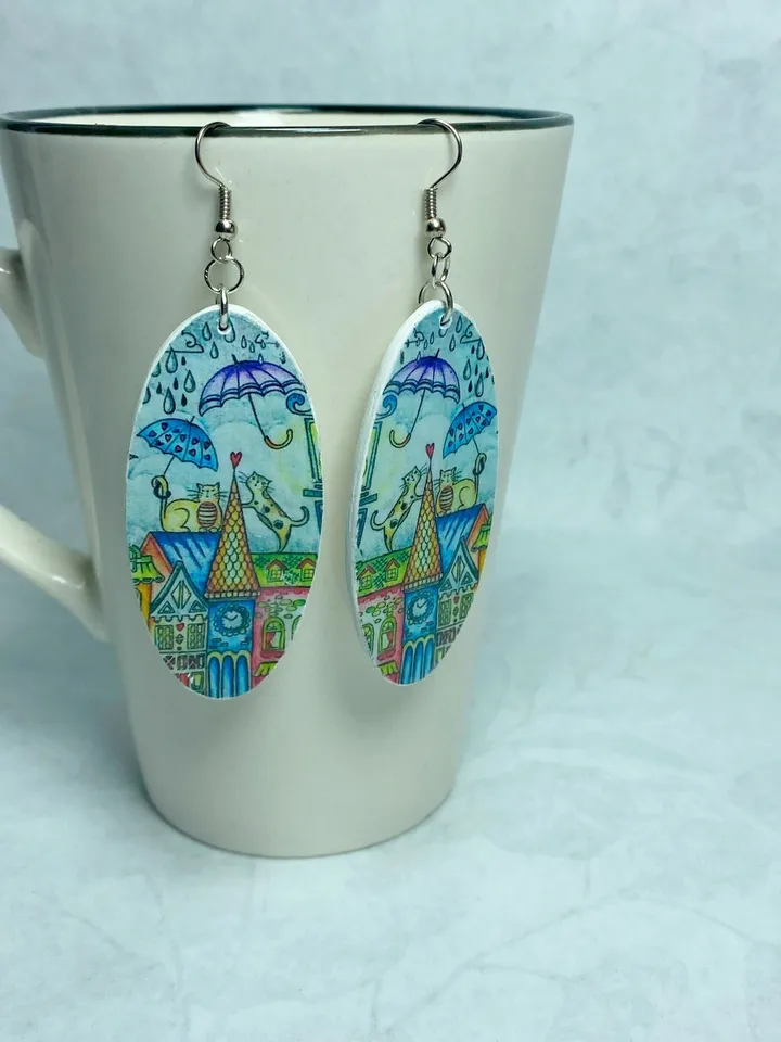 Earrings with cats. Interesting design of summer earrings. Handmade.
