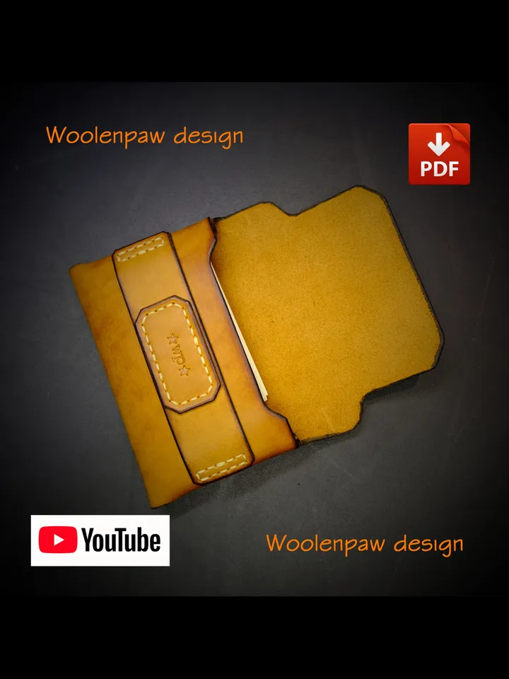 Leather pattern - Half-Stitchless ID card wallet, mini wallet, NS13