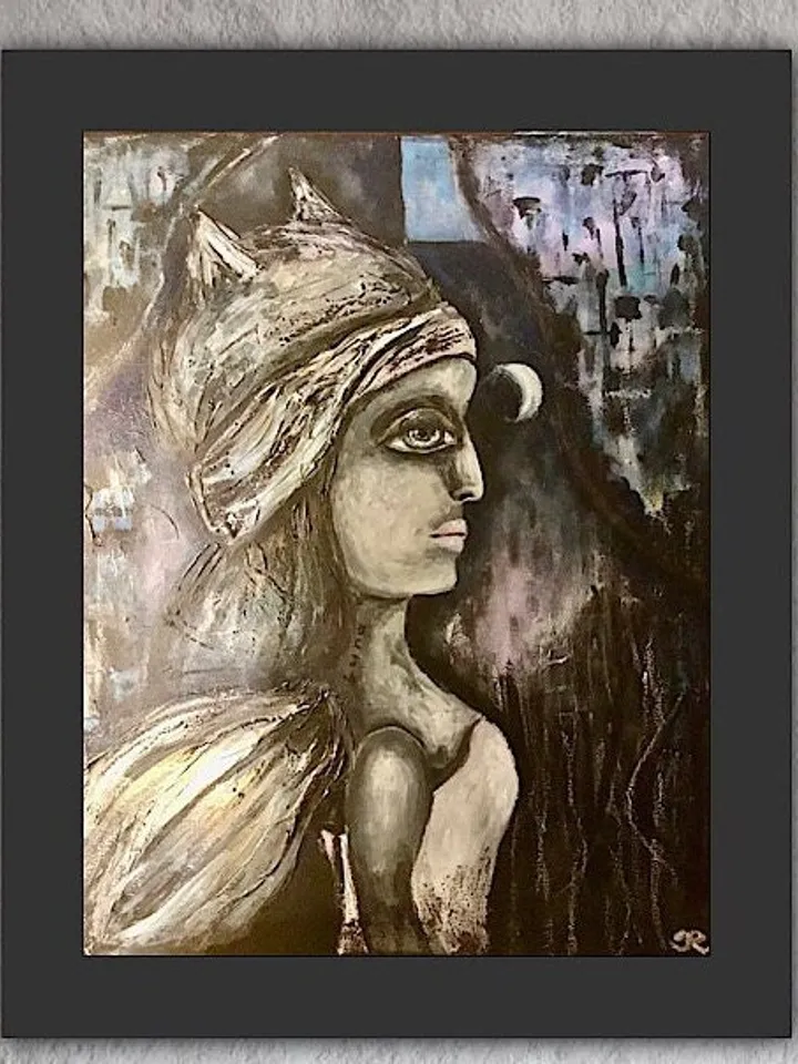 Luna,fantasy doll painting on canvas,original acrylic painting,fantasy woman painting,canvas wall art,one of a kind artwork.