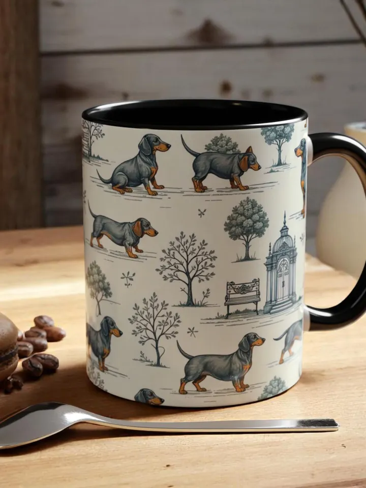 Dachshund Coffee Mug, Cute Dog Design - Ideal Gift for Pet Owners, Dog Lovers, Animal Enthusiasts, Birthdays - 11, 15oz Accent Mug,