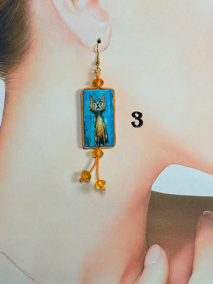 Handmade earrings. Designer jewelry. Bright, Funny, amusing earrings.