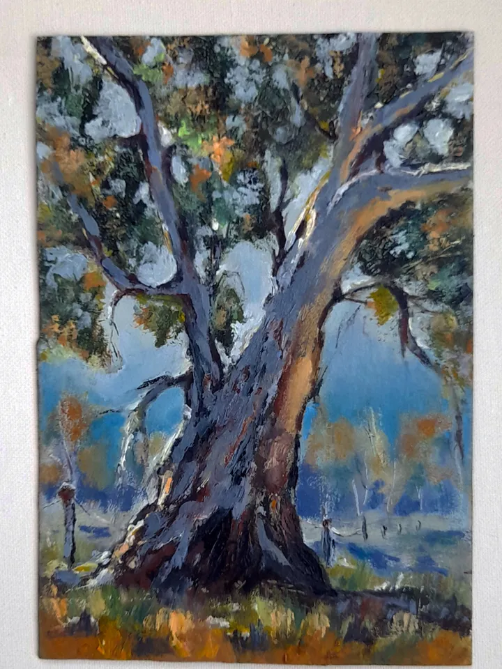 Oil painting on cardboard On the eve of autumn 21x15 cm (8.28 х 6 inches)