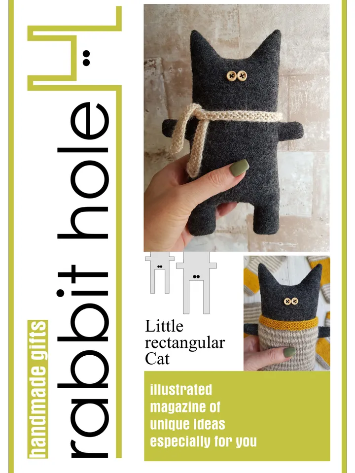 Halloween dolls sewing patterns PDF, Bat and Black cat, digital tutorial in English, rag doll sewing diy