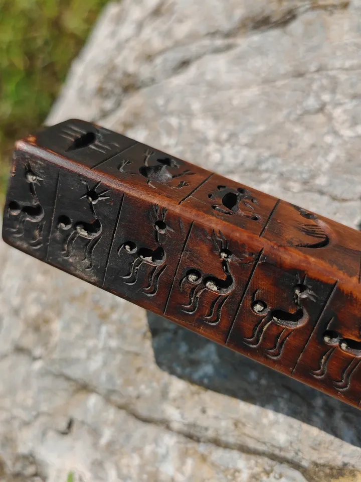 Gandhanra Antique Tibetan Buddhist Zanpar Wooden Mold Stick,Dharma Ritual Plate,Intricately Carved Esoteric Ritual Objects and protectors
