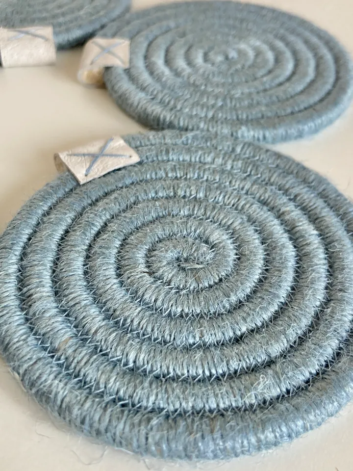 Light blue coaster Rope coaster Set of 5 jute coasters