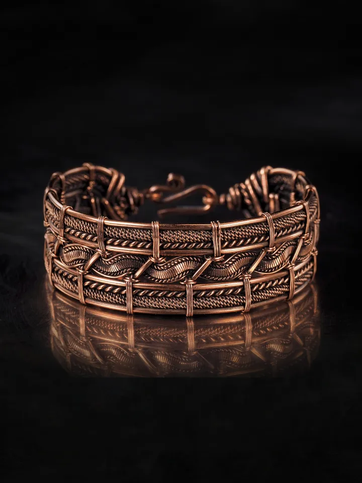 Copper wire wrapped bracelet for woman 7th Anniversary gift Small size bracelet