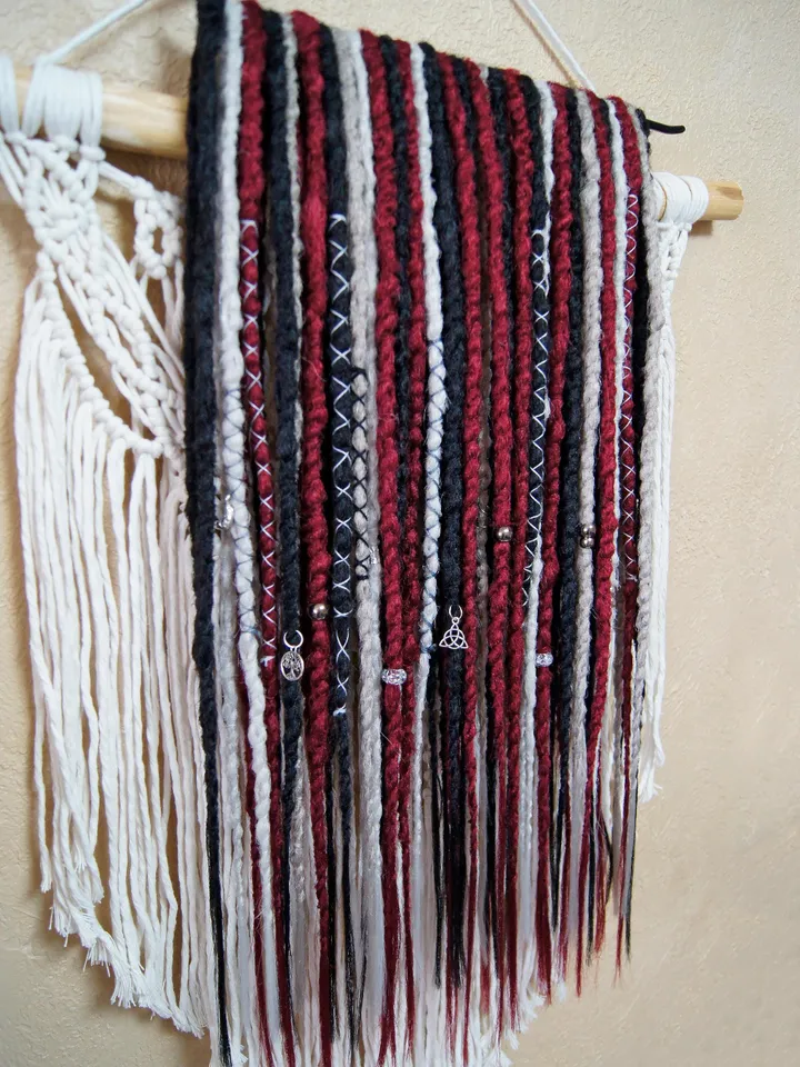 Viking dread extension Synthetic Crochet black burgundy gray dreadlocks Double Single ended dread Set Full Head Faux locs Witch hair