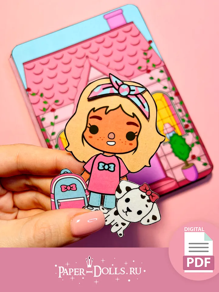 Paper house with furniture for doll Toca Boca