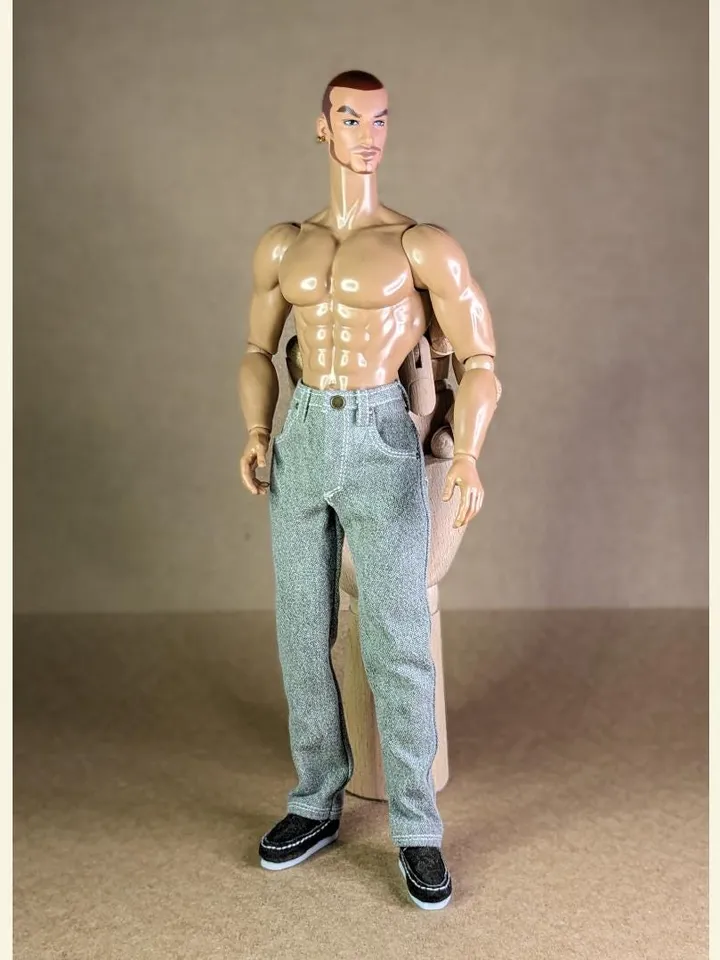 Realistic handmade khaki classic jeans for 13 inch fashion male doll (Adonis doll)