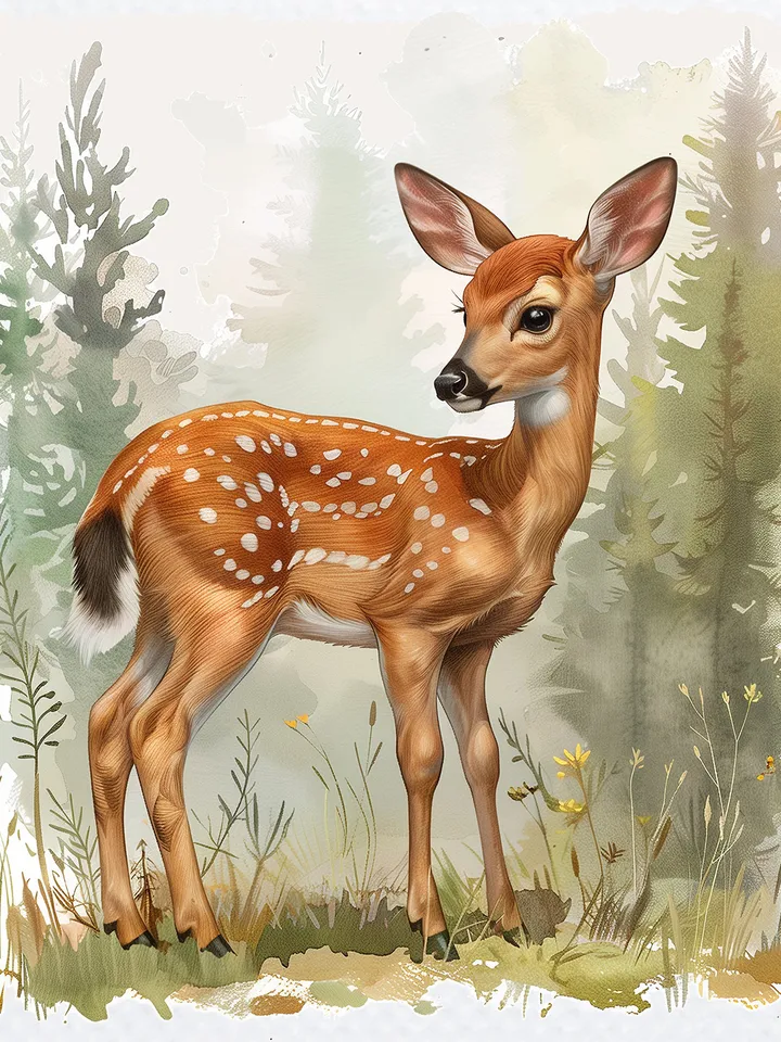 10 Fawn Baby PNG, Bemby for sublimation, Printable Watercolor Fawn Baby clipart, High Quality PNGs, Digital download, Paper crafts