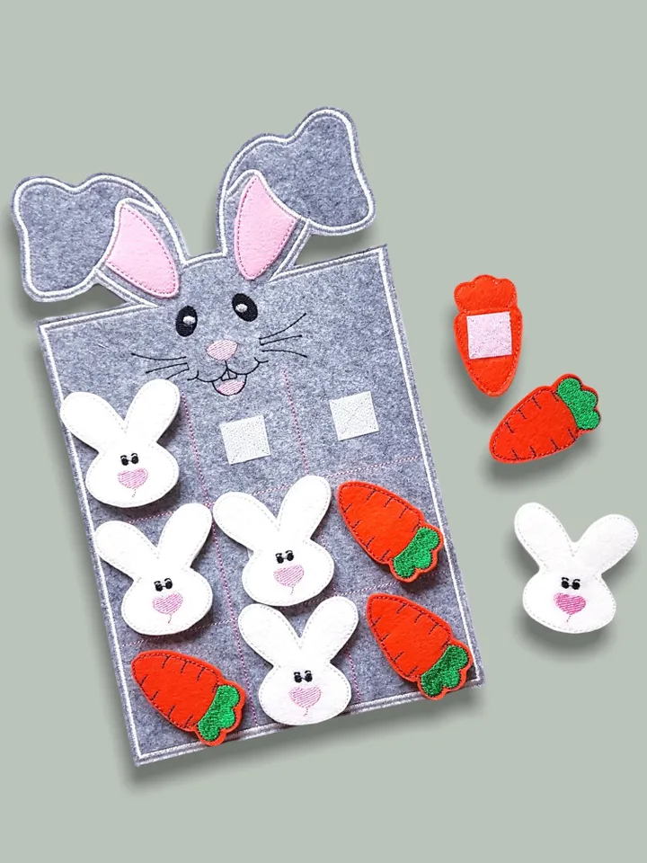 Rabbit Tic Tac Toe Game Machine Embroidery Designs in the hoop project digital embroidery pattern Machine embroidery pattern for children