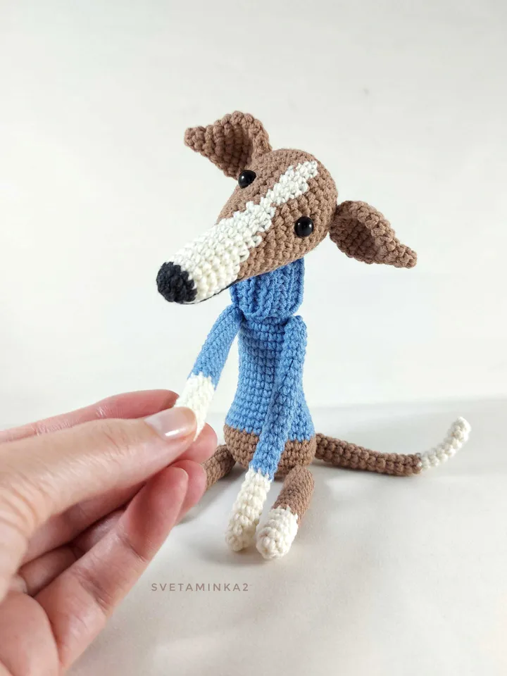 Greyhound Crochet Pattern Amigurumi Dog Whippet Galgo Sighthound. Digital Download. PDF.