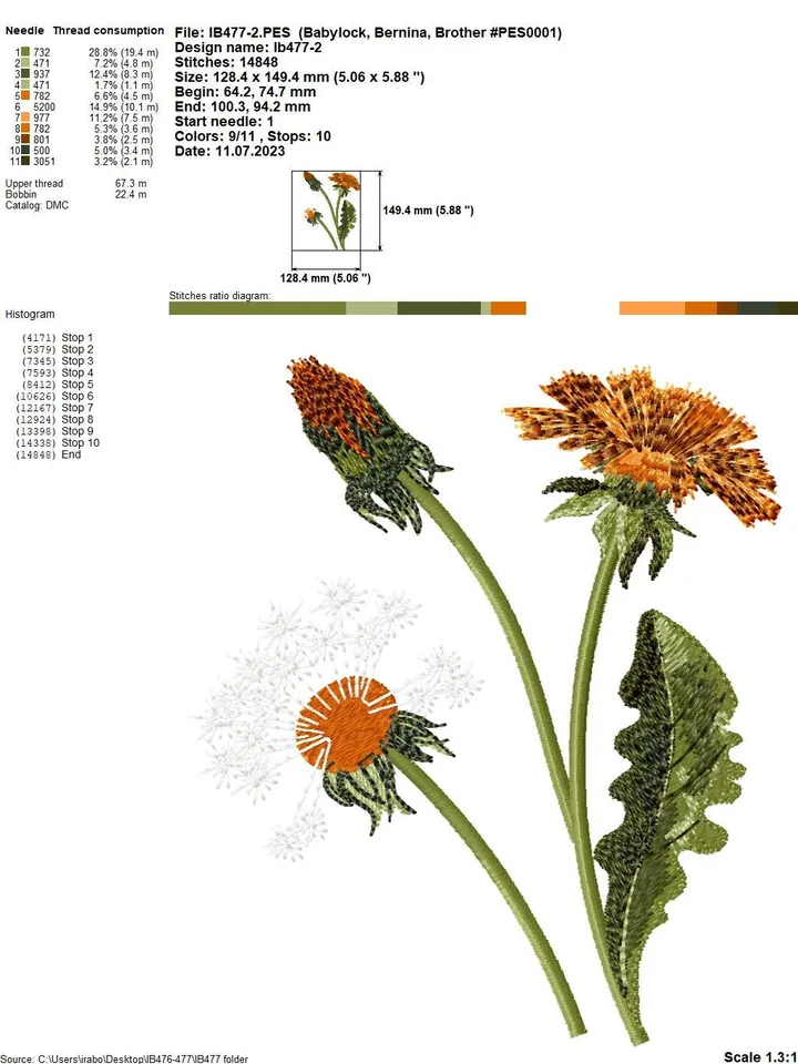 Dandelions set of 13 machine embroidery designs