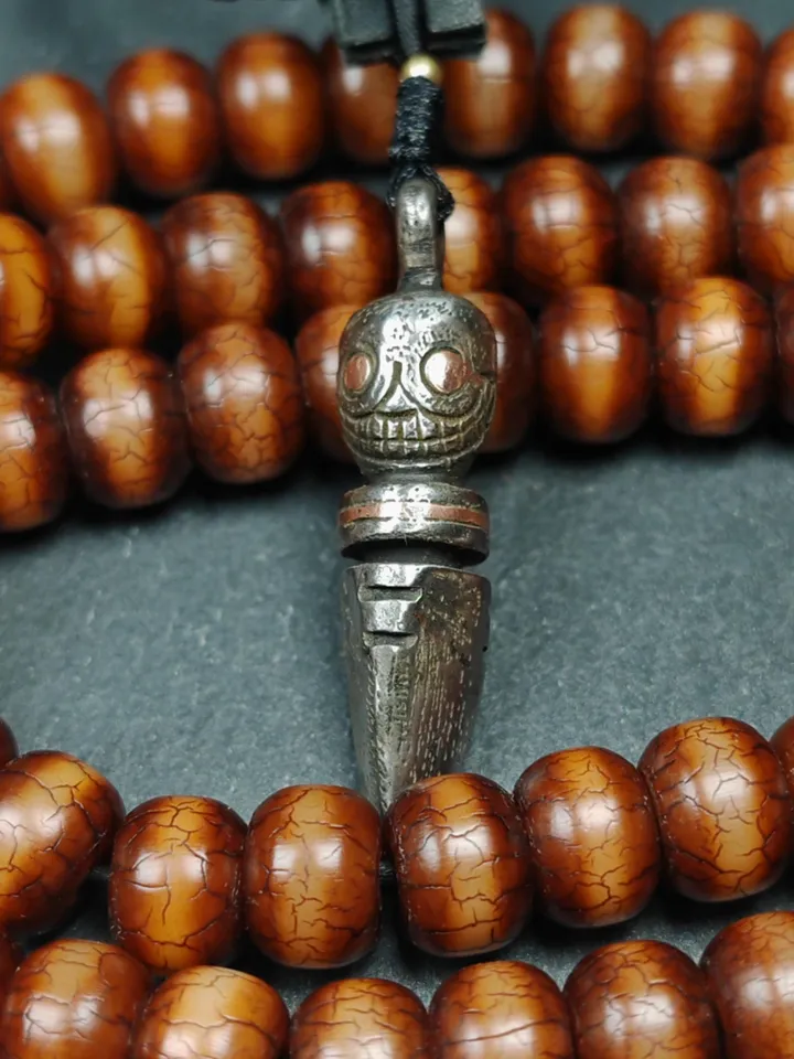 Gandhanra Handmade Skull Phurba Amulet,Kila - Dorje Phurba,Tibetan Budhist Ritual Implement Pendant,Made of Cold Iron,44mm