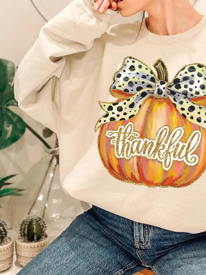Colorful Coquette Gold Glitter Pumpkin Png Thankful Pumpkins Sublimation Png Trendy Thanksgiving Design Girly Fall Png Acrylic Brushstroke