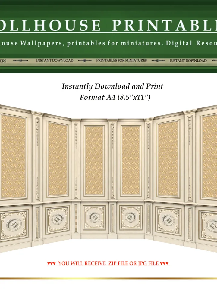 Wallpapers- Set 7-v3 | Printables for Dollhouses and Unique Miniature Projects | Digital Downloads | in Scale 1/12th
