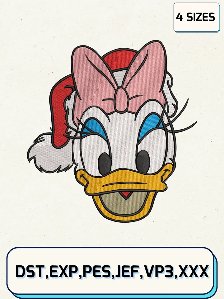 Donald Daisy Santa Christmas Embroidery Design,Christmas Embroidery Designs,Machine Embroidery Files,Donald Daisy Embroidery Design,4 Sizes