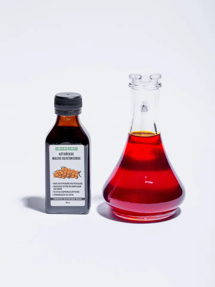 Siberian Sea Buckthorn Seeds and Berries Oil Natural Extra Virgin Cold Pressed 100 ml/3.4 fl oz Premium Carotenoids