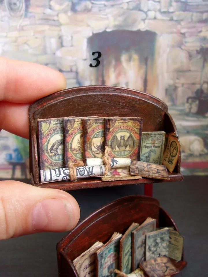 Books on the shelf.1:12 scale.