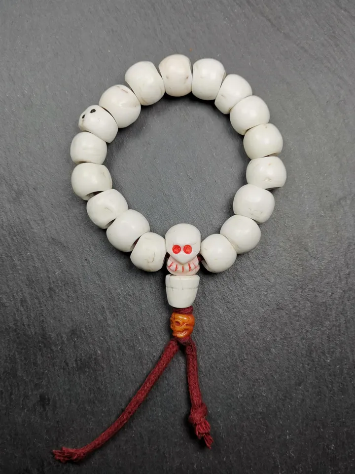 Gandhanra Vintage Tibetan Conch Shell Wrist Mala | 16mm Shankha Shell Prayer Beads Bracelet for Meditation and Spiritual Practice