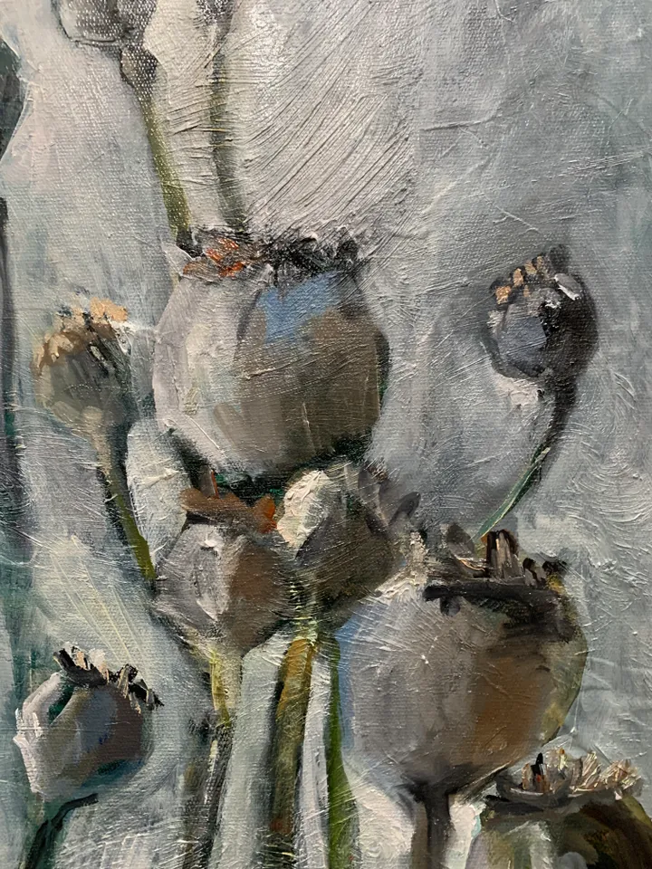 Poppy Painting Poppy Seed Pods Artwork 20x28 inch