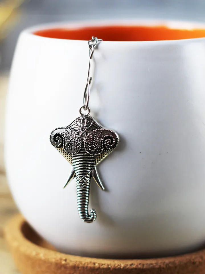 Elephant tea ball infuser for herbal tea, Tea infuser charm elephant, Tea Strainer elephant pendant, loose leaf tea