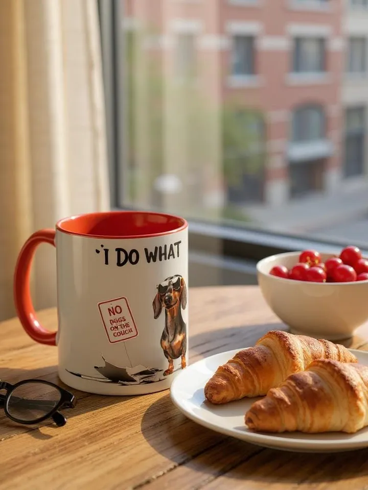 Dachshund French Toile de Jouy Ceramic Mug, Toile Coffee Cup for Doxie Mom, Sausage Dog Lover Gifts, Dog Tea Drinkware, Gift For Dog Lovers