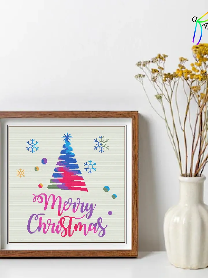 Cross stitch pattern MERRY CHRISTMAS / Hand embroidery design Digital PDF file