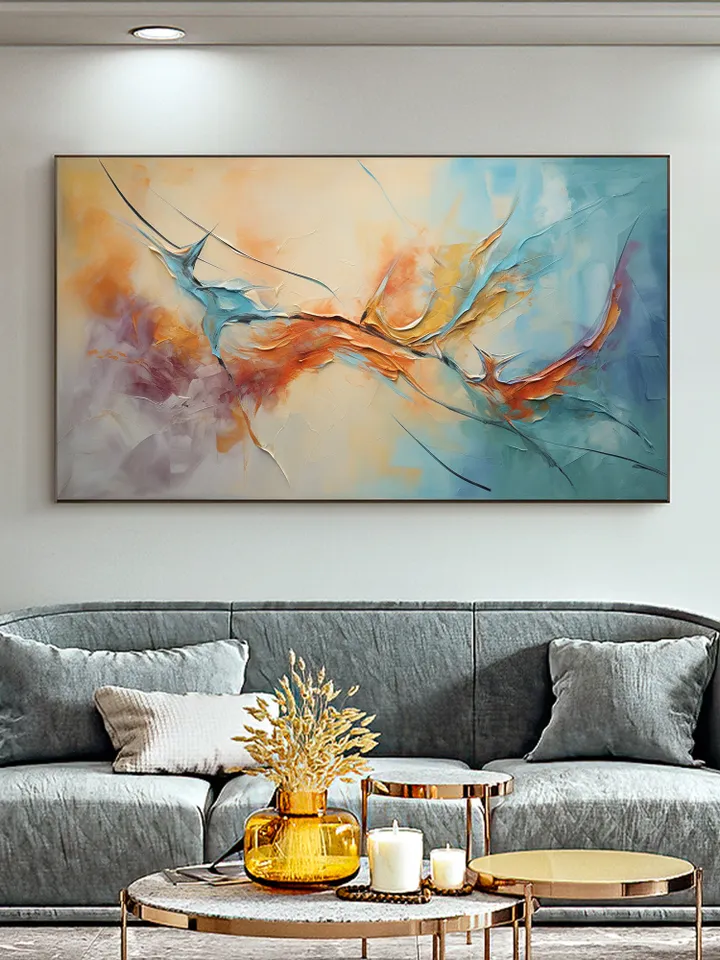 Original Framed Colorful Oil Painting On Canvas, Large Wall Art, Abstract Flowers Painting, Custom Painting, Living room Wall Art Home Decor