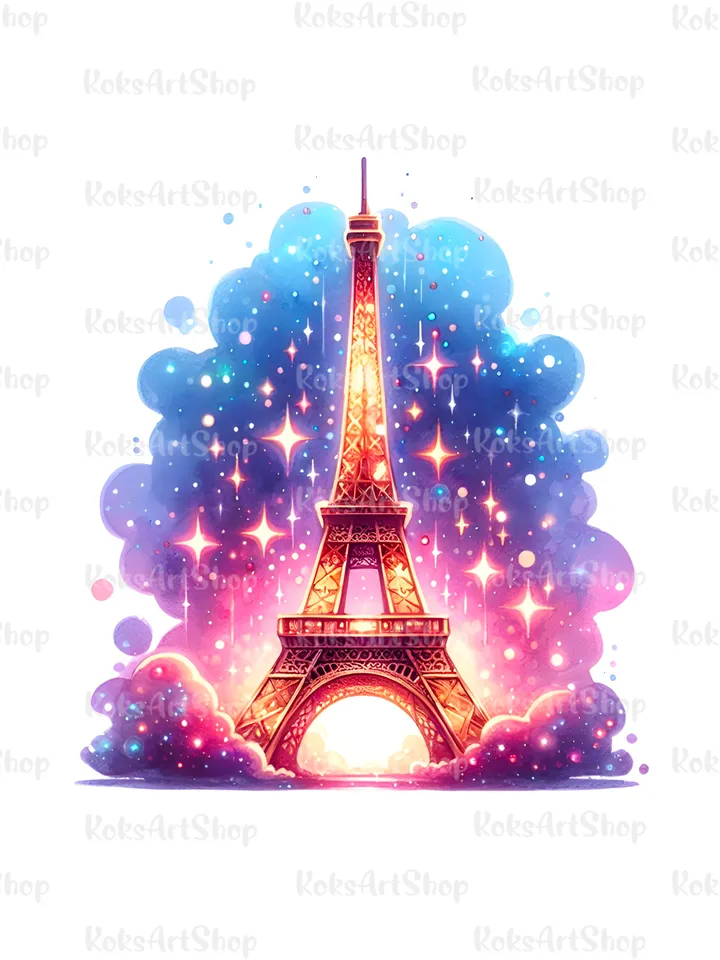 Eiffel Tower PNG, Eiffel Tower sublimation design, Eiffel Tower illustration, Paris sublimation design