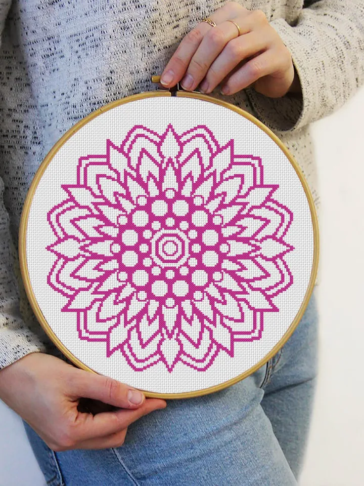 Mandala cross stitch pattern download PDF Mandala pattern digital Monochrome cross stitch chart Quick cross stitch sampler Home decor #M74