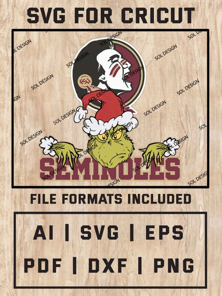 Grinch Florida State Seminoles SVG, NCAA College Team SVG Design, NCAA Florida State Seminoles SVG, NCAA Seminoles Team Cricut, Christmas Svg, Grinch svg, Digital Download