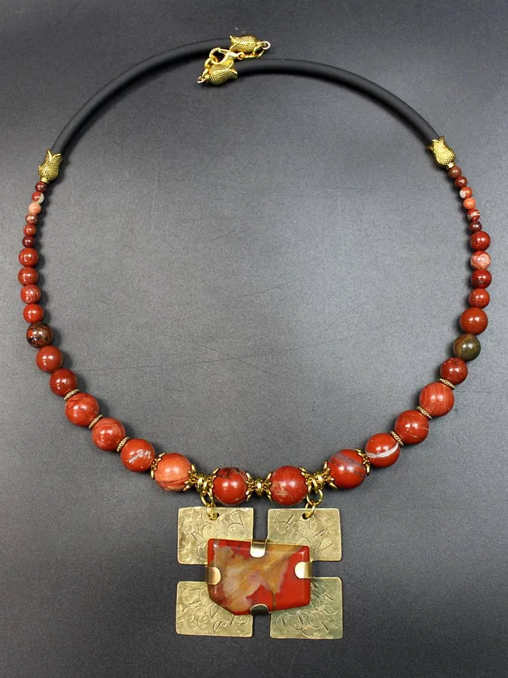 Handmade necklace made of natural Jasper stone