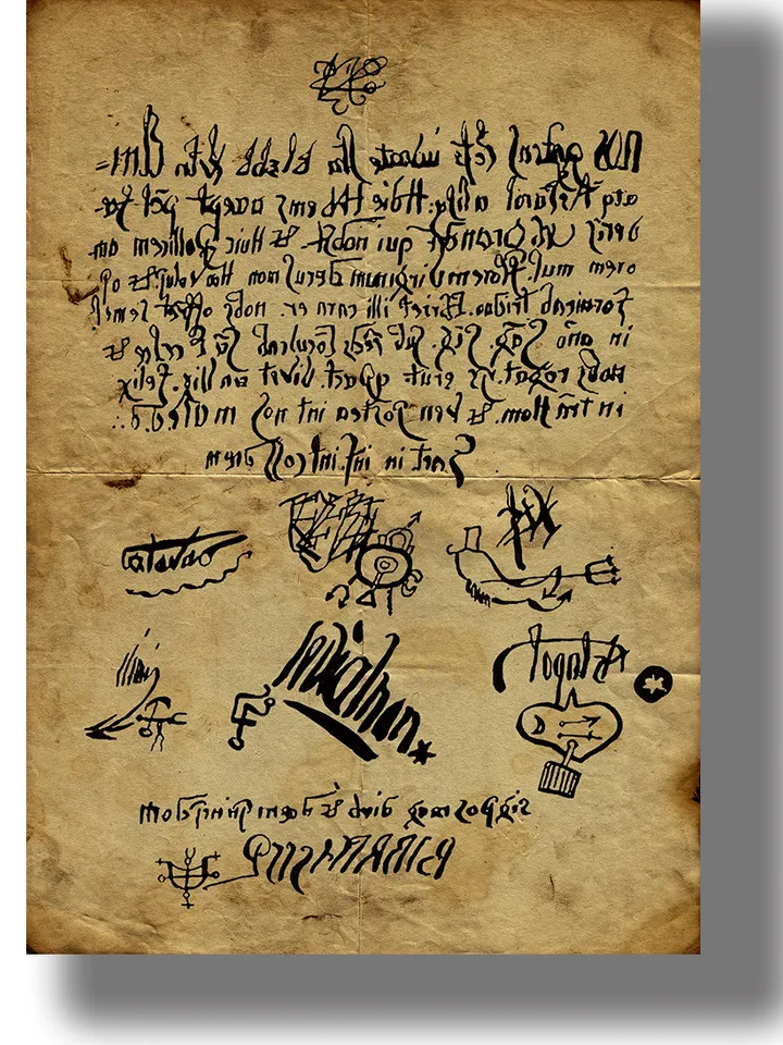 The pact of the priest Urban Grandier with the Devil and Leviathan, Astaroth, and a number of other demons. Occult Art Print.