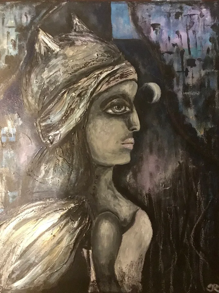 Luna,fantasy doll painting on canvas,original acrylic painting,fantasy woman painting,canvas wall art,one of a kind artwork.