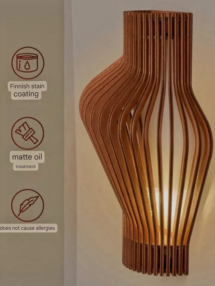 Wooden LED wall lamp made of natural, environmentally friendly wood — birch