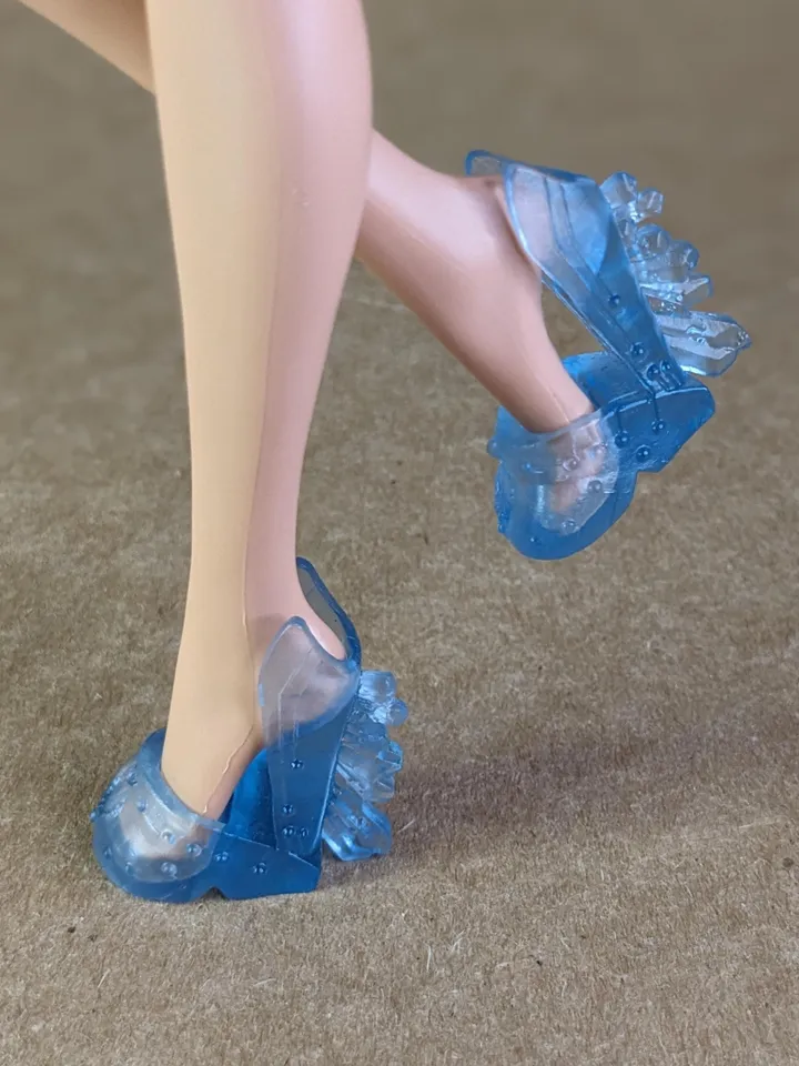 Blue transparent sandals with high heels for 10.5 inch female dolls (MH, EAH)