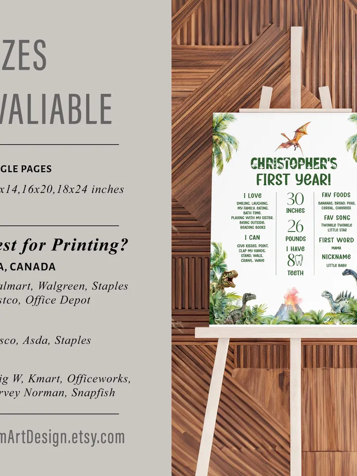 Dinosaur Welcome Sign Printable, Dinosaur 1st Birthday Welcome Sign, Dino Birthday Welcome Sign Template, Boy 1st Birthday Welcome Sign i100