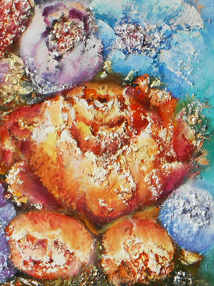 Textured Flower Paintings, Textured Flower Art on Canvas