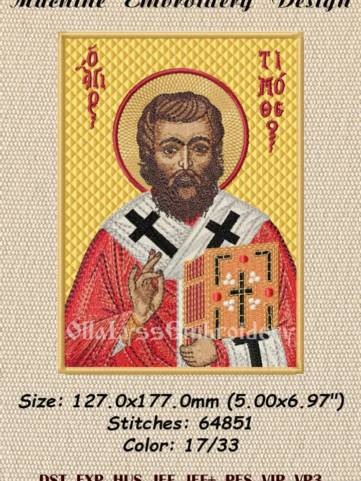 Saint Timothy embroidery design