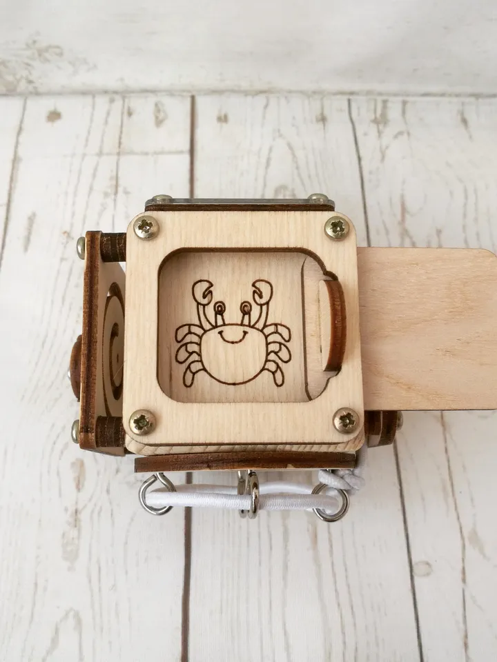 Busy cube - wooden baby fidget toy, montessori travel activity