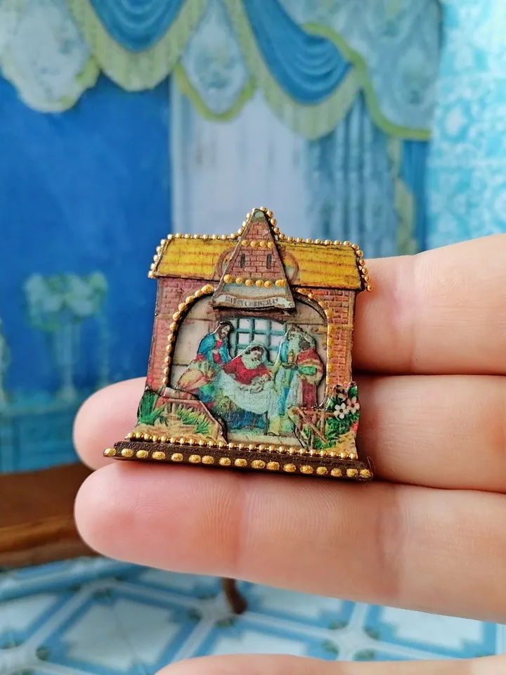 Christmas set. Dollhouse miniature. 1:12. Christmas. Christmas gift. Author's design. Nativity scene.