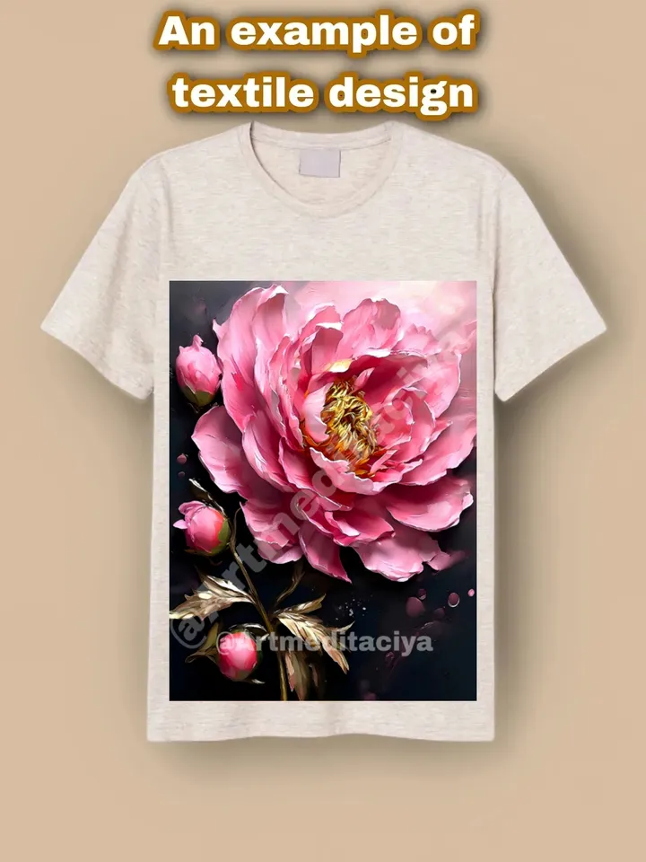 Modern digital painting "Luxury Peony" is an interior painting of a pink peony with buds on a dark contrasting background in the style of oil painting as a gift for getting to know me