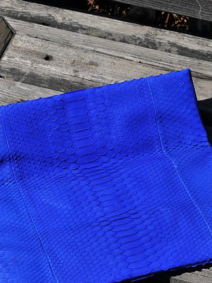 Genuine python skin ultramarine clutch handmade, classy elegant leather clutch, bag free shipping, clutch leather bright blue, small clutch