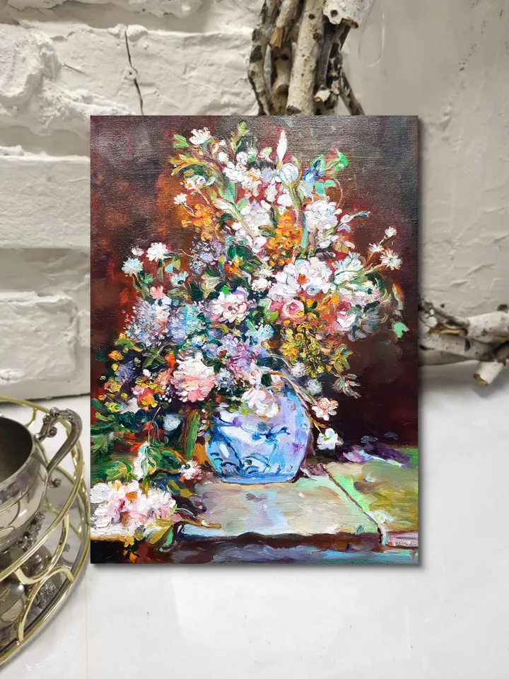 Flowers Art Original Oil painting Oil on canvas