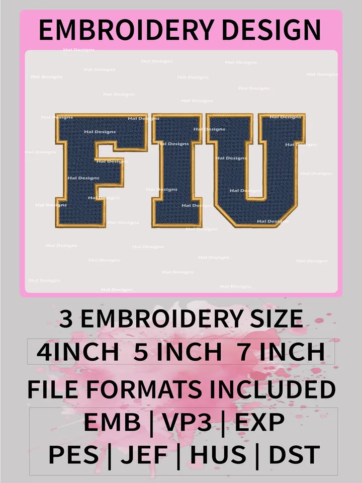 NCAA Florida International Panthers Embroidery File, 3 Sizes, 6 Formats, NCAA Machine Embroidery Design, NCAA Logo, NCAA Teams