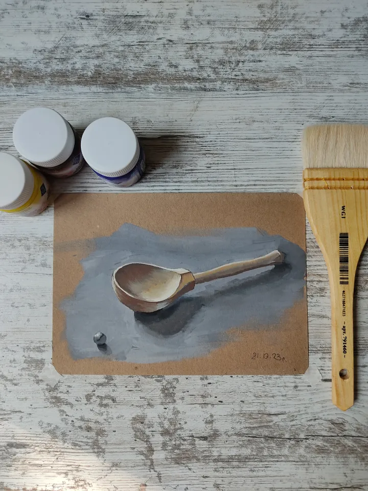 Wooden Spoon. Original gouache painting.