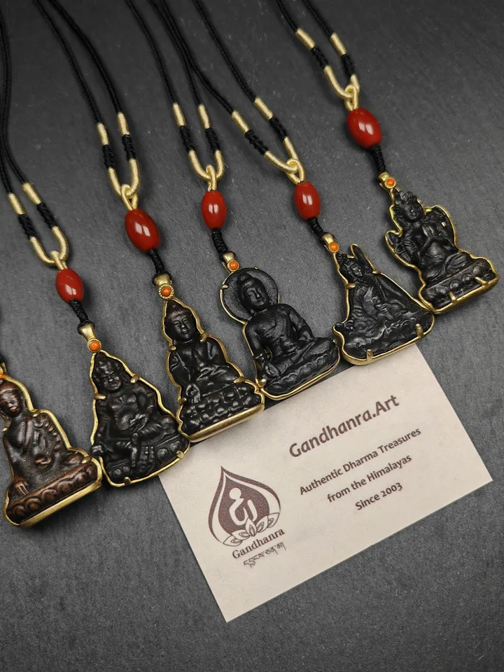 Handmade Tibetan Buddha Statue Amulet,Vintage Protective Charm,Shakyamuni,Amidabha,Jambhala,Guru Rinpoche,Chenrezig,Medicine Buddha Pendant