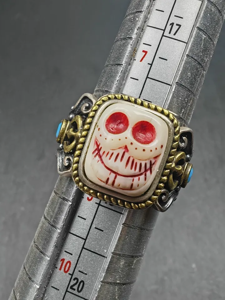 Gandhanra Unique Handcrafted Tibetan Silver Ring | Ivo Citipati Skull Master Ring | Adjustable Size | Protection Jewelry | Spiritual Gift