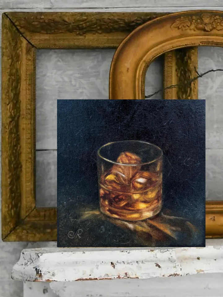 Whiskey Original Painting Glass of Whiskey Art Cocktail Painting Drinks Wall Art